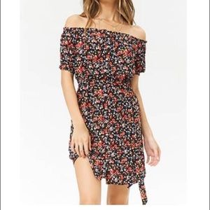 Black and red off the shoulder dress